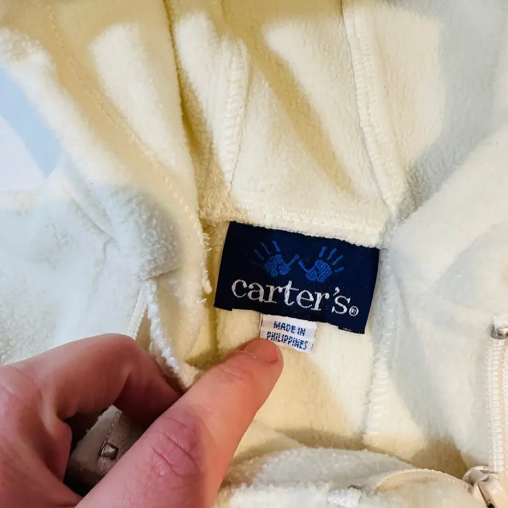 Vintage Carters Polar Bear Fleece Winter Bunting w/ Hood Gender Neutral